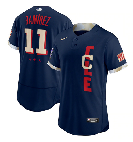 Men's Cleveland Indians #11 José Ramírez 2021 Navy All-Star Flex Base Stitched Baseball Jersey Men's Cleveland Indians #11 José Ramírez 2021 Navy All-Star Flex Base Stitched Baseball Jersey